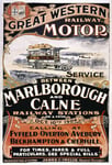 TR59 Vintage 1904 Marlborough & Calne Great Western Railway Motor British Travel Poster Re-Print - A1 (841 x 610mm) 33" x 24"