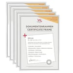 Walther Design Cadre photo argent 21 x 29,7 cm (DIN A4) avec verre d’art 5 pack, cadre en plastique New Lifestyle KVX130S5