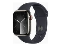 Apple Watch Series 9 (GPS + Cellular) - 41 mm - grafit rostfritt stål - smart klocka med sportband - fluoroelastomer - midnatt - bandstorlek: S/M - 6