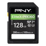 PNY 128GB EliteX-PRO60 Class 10 U3 V60 UHS-II SD Flash Memory Cards