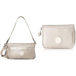 Kipling Myrte Womenâ€™s Cross-Body Bag, Silver (Metallic Glow), 24x14.5x4.5 Centimeters (B x H x T) Tops Womenâ€™s Wallet, Silver (Metallic Glow), 7.5x10x2.5 Centimeters (B x H x T)