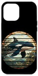 Coque pour iPhone 14 Pro Max Cercle rétro en verre teinté anime orque baleine orque, gardiens de zoo