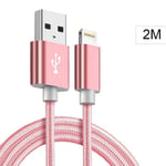 Cable Metal Nylon Renforce Chargeur Usb Couleur Rose Pour Iphone Longueur 2m Tr?Ss? Compatible Iphone 5s/6/6s/7/8/X/Xr Couleur :