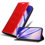 cadorabo Coque pour Google Pixel 5 XL en Rouge DE Pomme - Housse Protection avec Fermoire Magnétique, Stand Horizontal et Fente Carte - Portefeuille Etui Poche Folio Case Cover