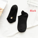 Cotton Ankle Socks Low Cut Hosiery Cartoon Cat Black