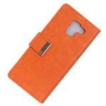 Mipcase Leather Case for Samsung Galaxy J6, Multi-function Flip Phone Case with Iron Magnetic Buckle, Wallet Case with Card Slots [2 Slots] Kickstand Business Cover for Samsung Galaxy J6 (Orange)