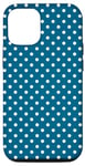 Coque pour iPhone 13 Petit motif géométrique à pois bleu turquoise et blanc