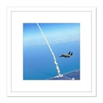 Space Shuttle Atlantis Launch Strike Eagle Patrol Photo 8X8 Inch Square Wooden Framed Wall Art Print Picture with Mount