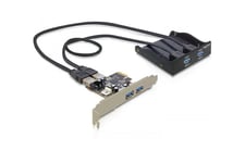 Delock frontpanel 2 x USB 3.0 + PCI Express-kort 2 x USB 3.0 - USB-adapter - PCIe - 4 portar