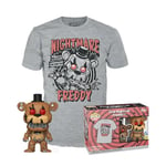 Funko Pop! & Tee: Five Nights at Freddy's (FNAF)- Nightmare Freddy Fazbear - Glow in The Dark - Large - (L) - T-Shirt - Vêtements Les Hommes