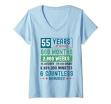 Womens Retired 55 Years Of Service & Countless Memories Retirement V-Neck T-Shirt