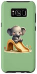 Galaxy S8+ Green Adorable Elephant on Slide Cute Animal Theme Case