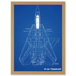 Grumman F-14 Tomcat US Airforce Fighter Plane Aircraft Blueprint Plan Artwork Framed Wall Art Print A4