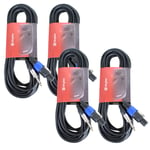 4x Skytec High Quality NL2 To 6.35mm Male Jack Audio Cables Leads 10m Each