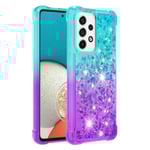 SKALO Samsung A53 5G Kvicksand Glitter Hjärtan TPU-skal - Turkos multifärg
