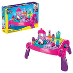 MEGA BLOKS Fisher-Price Toddler Building Blocks, Build n Learn Activity Table with 30 Pieces and Storage, Pink, Kids Age 1+ Years, FFG22