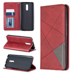 Phone case Rhombus Texture Horizontal Flip Magnetic Leather Case with Holder & Card Slots & Wallet For Nokia 3.2(Grey) phone cover protective film (Color : Red)