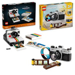 LEGO Ideas Polaroid OneStep SX-70 Camera + LEGO Creator 3in1 Retro Camera, Vintage Model Kit for Adults to Build, Photography Gifts for Men, Women, Boys, Girls & Teens, 21345 + 31147