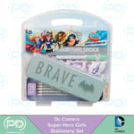 DC Super Hero Girls Bumper Stationery Set with Glitter Pencils, Tin, Pens & More