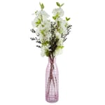 Artificial Flower Arrangement 100cm White Artificial Blossom and Berries Glass Vase