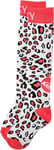Roxy Girl High Performance Ski Socks Comfort Cold Weather (M-L) Leopard Pink