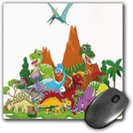 Mouse Pad Gaming Functional Dinosaur Thick Waterproof Desktop Mouse Mat Funny Friendly Dinosaurs in Cartoon Style and Landscape with Trees and Mountain,Multicolor Non-slip Rubber Base