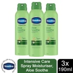 Vaseline Intensive Care Spray Moisturiser, Aloe Soothe, 3 Pack, 190ml