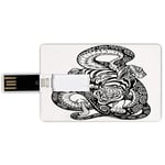 8G USB Flash Drives Credit Card Shape Tiger Memory Stick Bank Card Style Style Scene of Two Animals Fighting Long Snake with Sublime Large Cat Battle,Black White Waterproof Pen Thumb Lovely Jump Dri