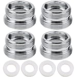 4-pack M22 till M20 gängtappadapter kopparluftare adapter metallkontakt silver metall kranadapter med tätningar för röranslutning