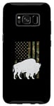 Coque pour Galaxy S8 Drapeau patriotique américain vintage du parc national Bison et Buffalo