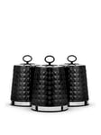 Tower Solitaire Set Of 3 Canisters - Black