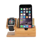 2 in1 Bamboo Wooden Charger Holder with USB Cable for Apple Watch 38mm & 42mm / iPhone 6 & 6 Plus/iPhone 5 & 5S & 5C
