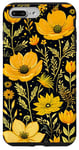 Coque pour iPhone 7 Plus/8 Plus Motif floral chic jaune moutarde et noir
