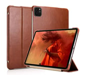 ICARER Leather Case for iPad Pro 11 2021/2020/2018, Premium Genuine Leather Business Slim Stand Smart Cover with [Auto Wake/Sleep] [Multiple Viewing Angles] for iPad Pro 11/iPad Air 4 10.9 (Brown)