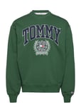 Tjm Boxy College Graphic Crew Tops Sweat-shirts & Hoodies Sweat-shirts Green Tommy Jeans