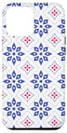 Coque pour iPhone 14 Pro Max Blue Royal Flowers Moroccan Mosaic Tile Pattern