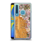 Head Case Designs Official Monika Strigel Succulent Rose My Garden Gold Clear Hybrid Liquid Glitter Compatible for Samsung Galaxy A9 (2018) / A9s