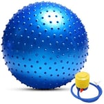 AMWFF Gymnastic Ball Yoga Pilates Ball Anti-Burst Yoga Ball Thickened Stability Balance Ball Pilates Physical Fitness 55 cm / 65 cm / 75 cm Gift Air Pump, blue, 65 cm