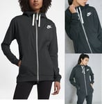 WOMENS NIKE GYM CLASSIC FULL ZIP HOODIE SIZE S (854961 032) GREY/ WHITE