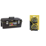 STANLEY FATMAX Waterproof Toolbox Storage with Heavy Duty Metal Latch, Portable Tote Tray for Tools and Small Parts, 28 Inch, 1-93-935 & STA998985 Pocket Tapes, 5m/16ft & 8m/26ft