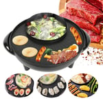 2 in 1 Electric Pan, 1200W Household Electric Barbecue Grill High Power Hotpot Multi Purpose Non Stick Electric Grill with Adjustable Temperature, 220V UK