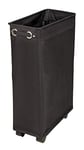 WENKO Collecteur de linge Corno, noir, solide corbeille à linge avec couvercle et à roulettes, coffre à linge WENKO, 100 % en polyester, contenance 43 l, (l x h x p) : 18,5 x 60 x 40 cm