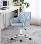 Light Grey Velvet Executive Ergonomic Swivel Chair With Armrests & Back Support