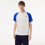 Polo homme Lacoste Tennis en polyester recyclé Taille XS Blanc/bleu/orange