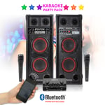 Karaoke PA System Bluetooth Disco Speaker Package with Mixer & Microphones