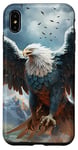 iPhone XS Max Blue white bald eagle phoenix bird flying fire snow mountain Case