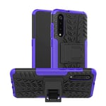AUSKAS-UK Shockproof Protective Case For Xiaomi Tire Texture TPU+PC Shockproof Phone Case for Xiaomi Mi 9, with Holder (Black) Combination Case (Color : Purple)