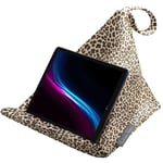 Izabela Peters® Luxurious Designer Bean Bag Cushion Tablet Stand for IPad, Tablet, Kindle, Phone - Cream - Leopard Print - Shimmer Velvet - Animal Print Collection