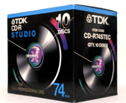 TDK PROFESSIONAL CD-R74STEC / 10 PACK / STUDIO CD-R  AUDIO / MUSIC CDR 74 DISCS
