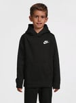Nike Kids Boys Club Overhead Hoody - Black, Black, Size 6-7 Years